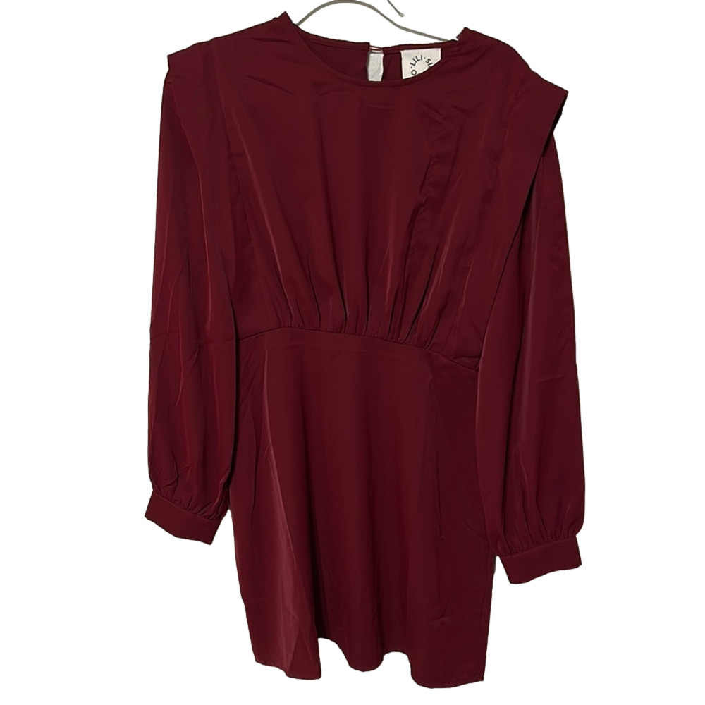 🪞LILI SIDONIO  Chic Long Sleeve dark red/Burgundy Dress size S NWT..
